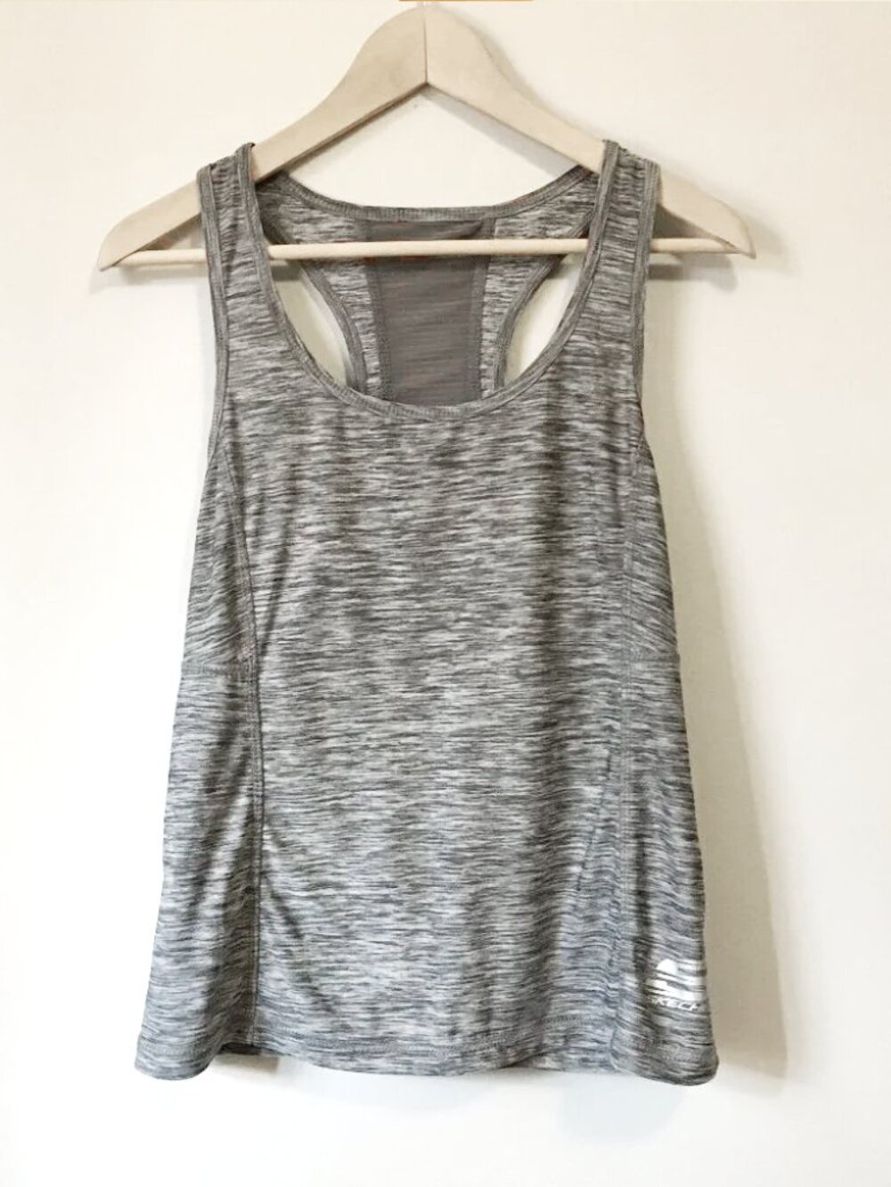 Skechers Heathered Grey Racerback Mesh Workout Tank Top Large